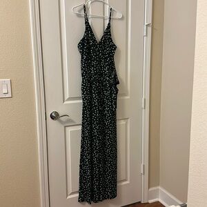 Green with white flowers jumpsuit size L